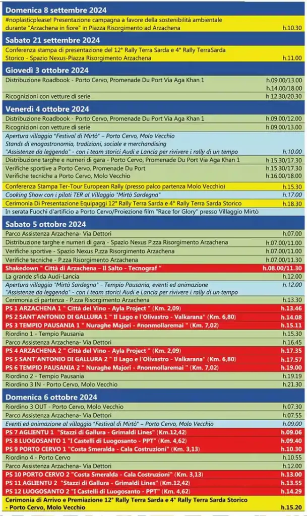 Programma Rally Terra Sarda 2024