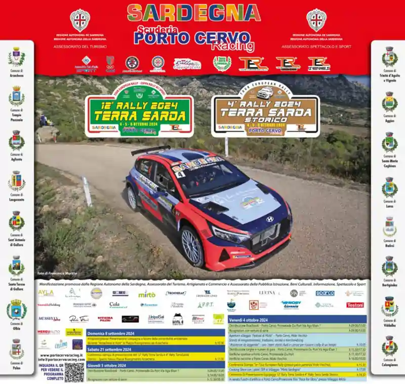 Rally Terra Sarda 2024, programma speciali, manifesto e info utili