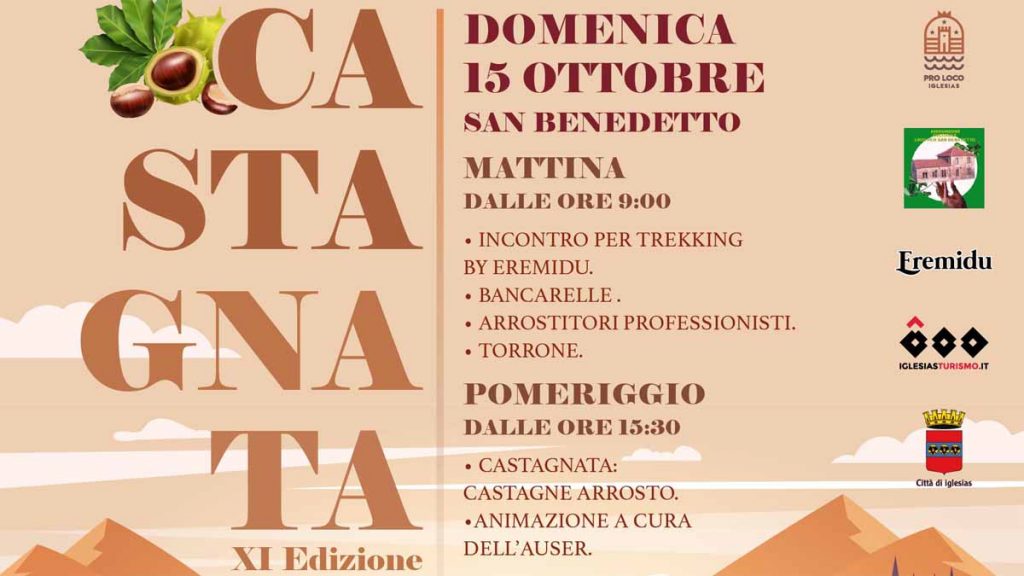 Castagnata Sab Benedetto Iglesias 2023, manifesto con programma e data