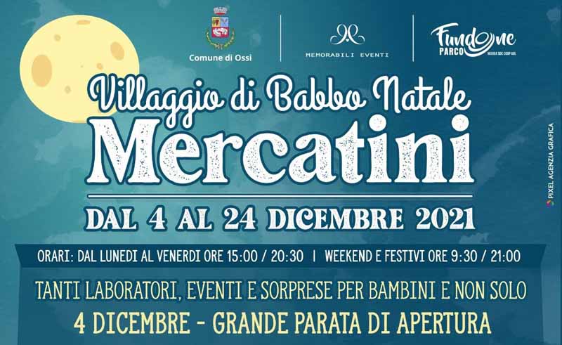 Mercatini di Natale 2021 a Ossi, orari e manifesto