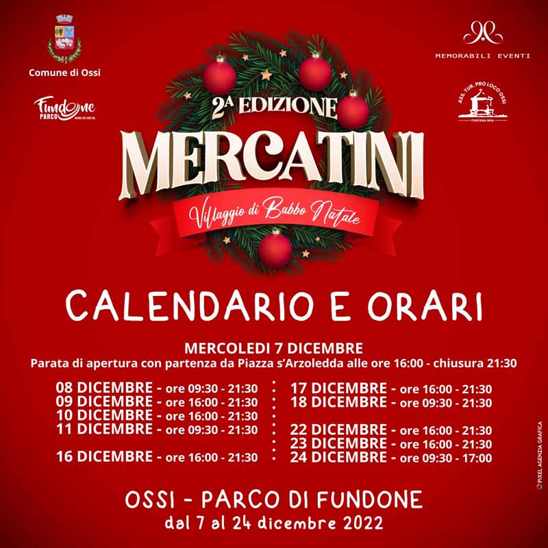 Villaggio di Babbo Natale Ossi 2022, date, programma e manifesto