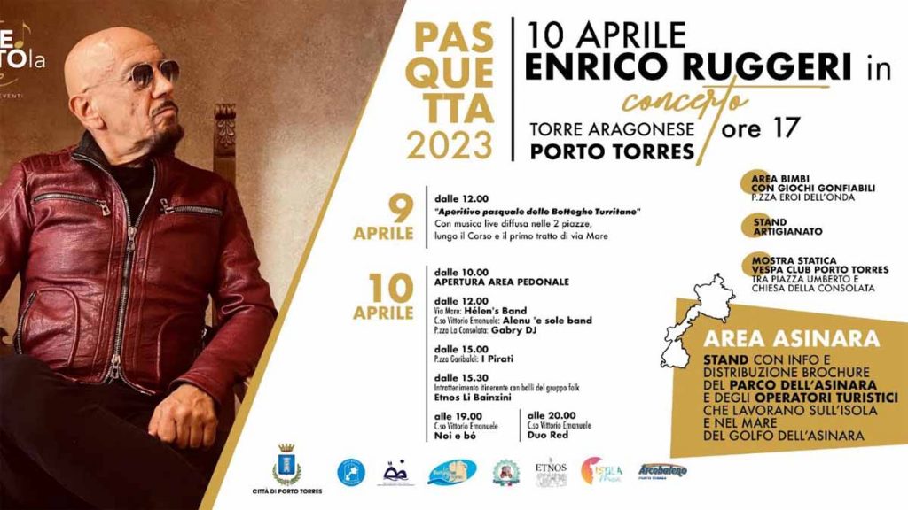 Programma Pasquetta 2023 con il concerto di Enrico Ruggeri, manifesto