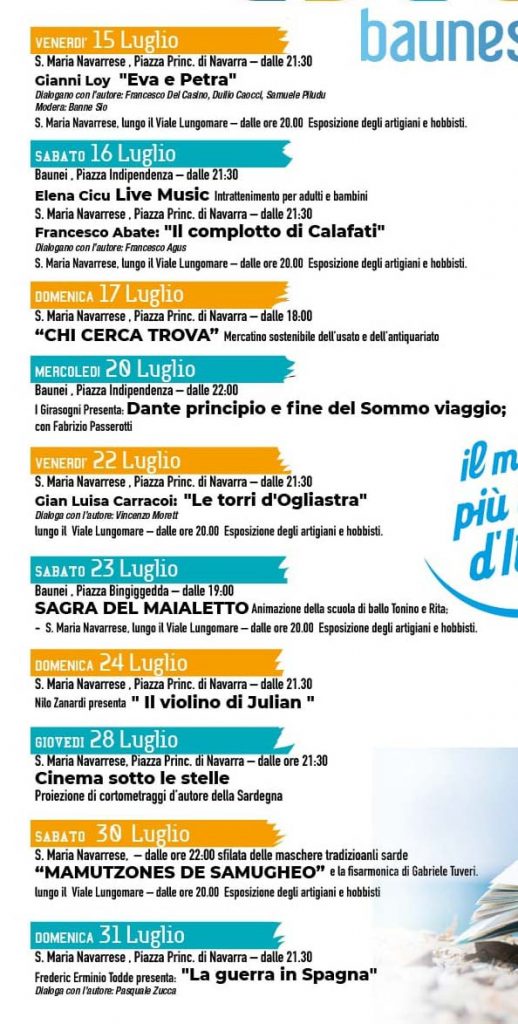 Programma eventi luglio 2022 a Baunei e Santa Maria Navarrese