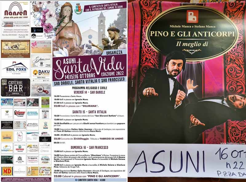 Festa di Santa Vida Asuni 2022, programma e manifesti
