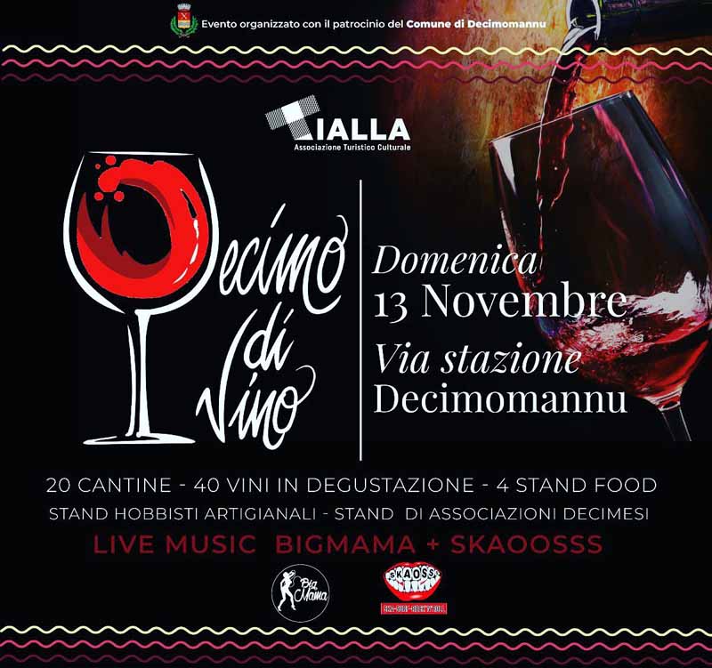 Decimo di vino a Decimomannu, programma e locandina