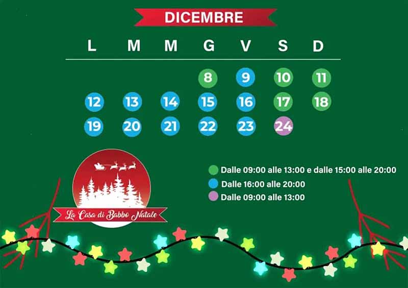 Giorni e orari di apertura della Casa di Babbo Natale a Sestu