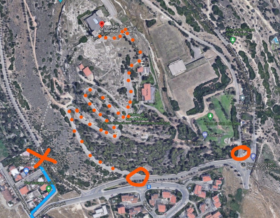 Mappa entrate Castello di San Michele a Cagliari