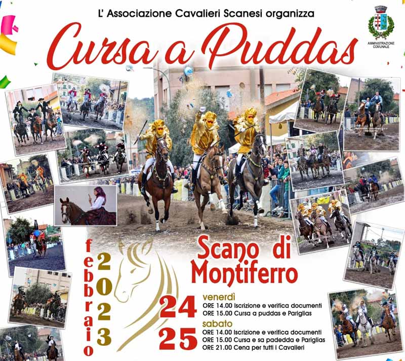 Cursa a Puddas 2023 a Scano Montiferro, locandina con il programma