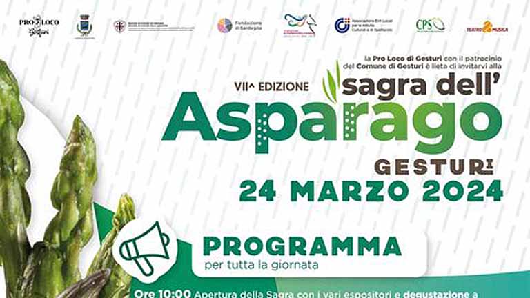 Sagra degli asparagi Gesturi 2024, manifesto con data e programma