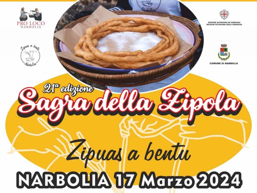 Sagra della zipola 2024 a Narbolia, manifesto con data e programma