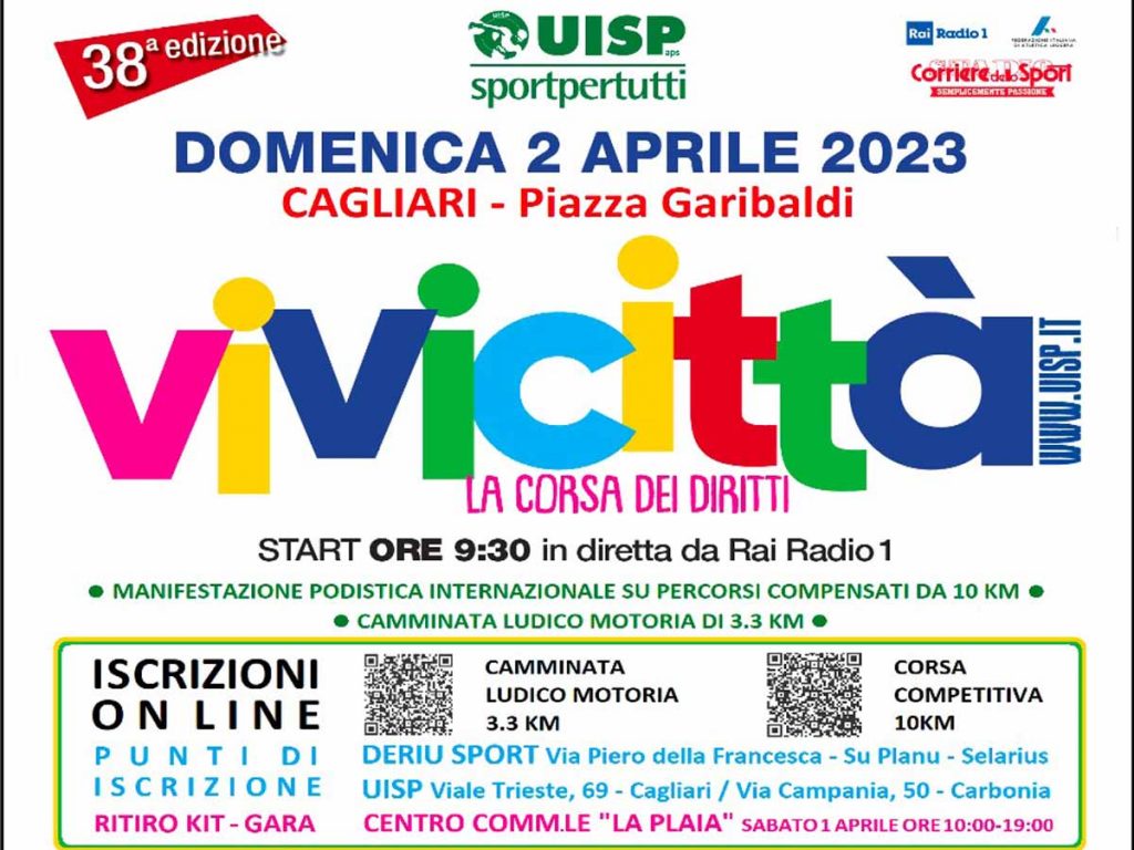 Vivicittà 2023 a Cagliari, come iscriversi e manifesto