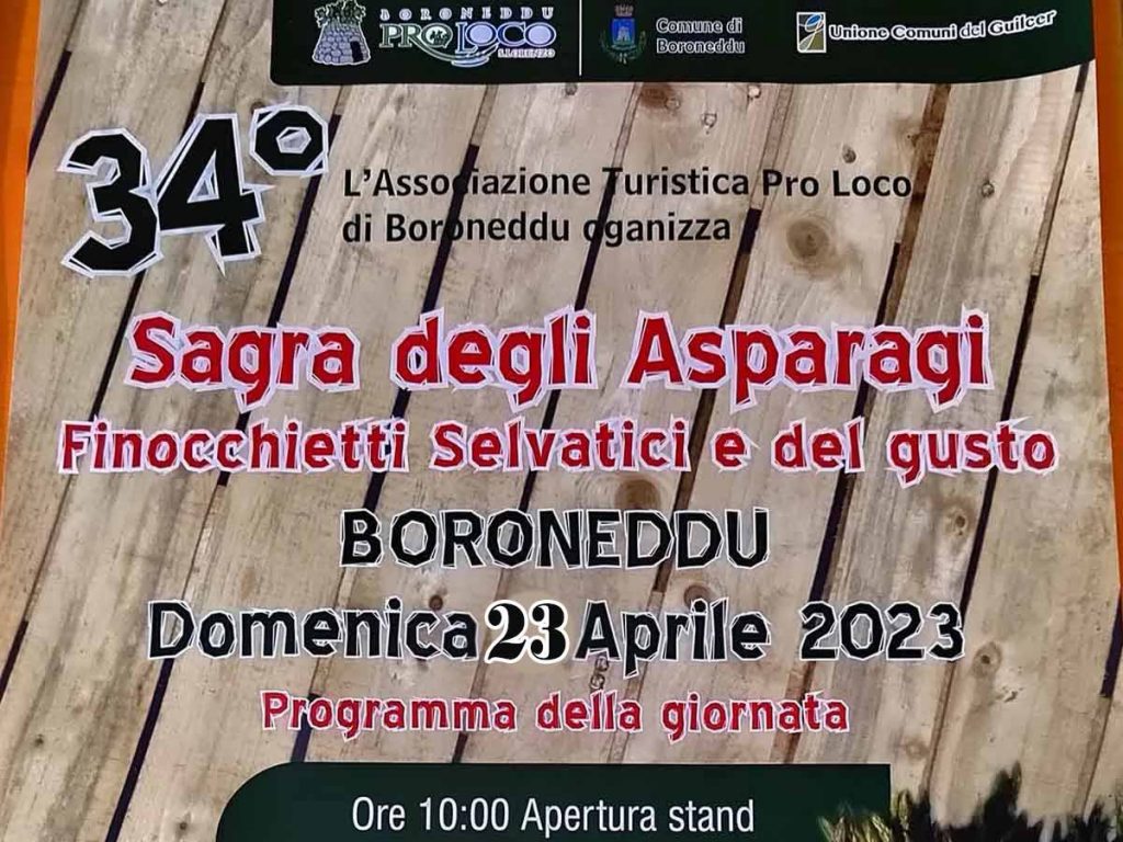 Sagra asparagi Boroneddu 2023, manifesto, date e programma AGGIORNATO