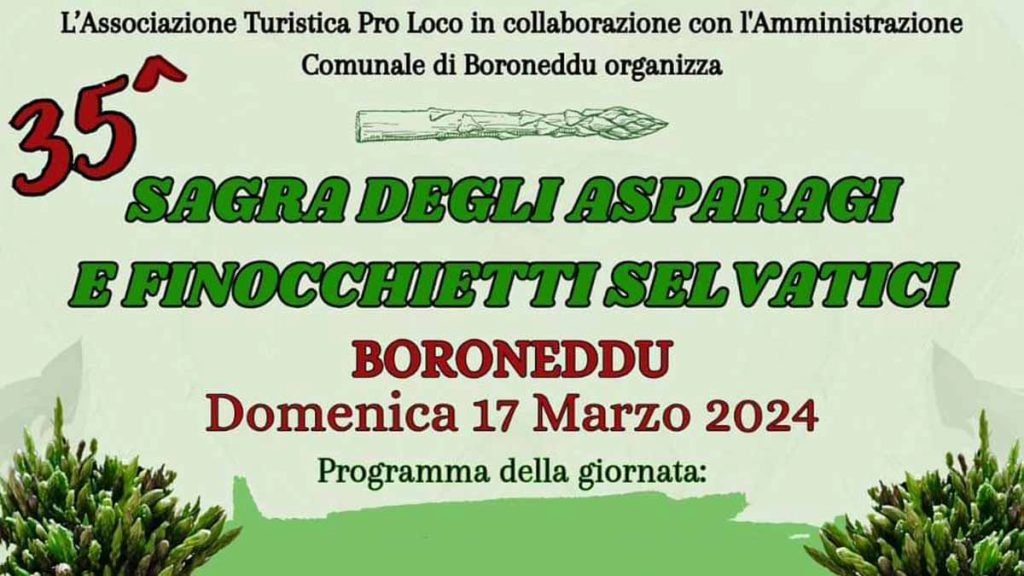 Sagra asparagi Boroneddu 2024, manifesto con data e programma