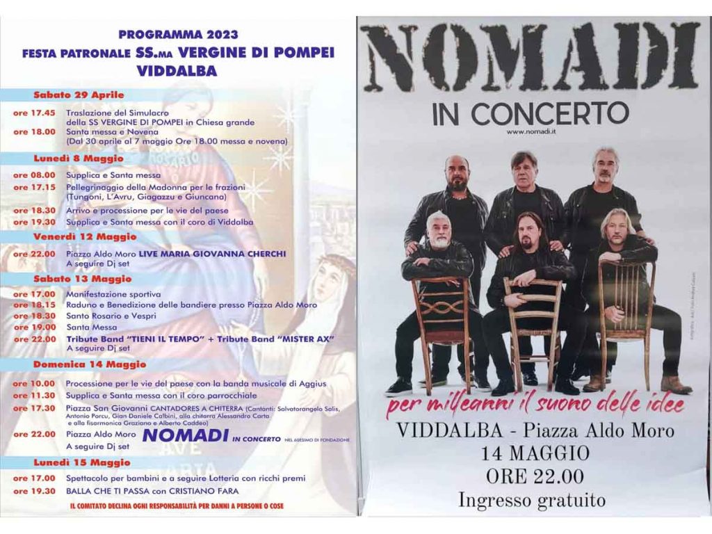 Festa patronale Viddalba, programma e locandine 2023