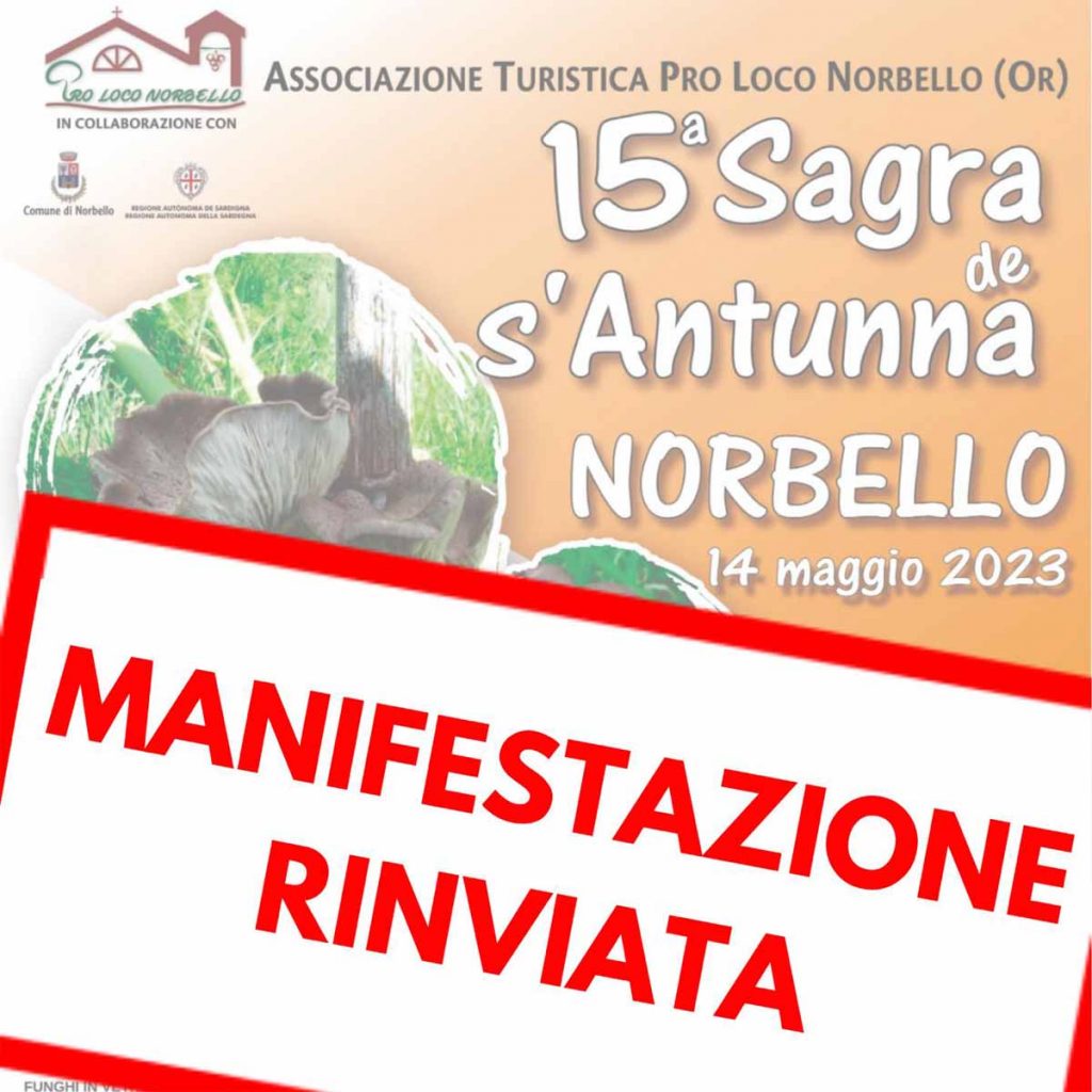 Sagra Antunna Norbello 2023, rinviata  