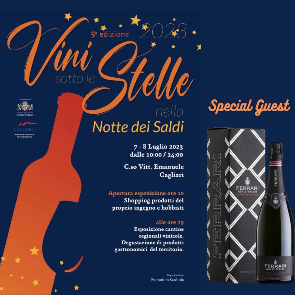 Vini sotto le stelle a Cagliari nella notte dei saldi, date e manifesto