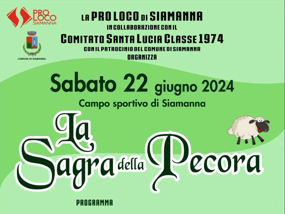 Programma della sagra della pecora 2024 a Siamanna, manifesto