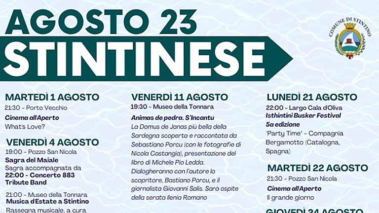 Calendario eventi in programma ad agosto 2023 a Stintino
