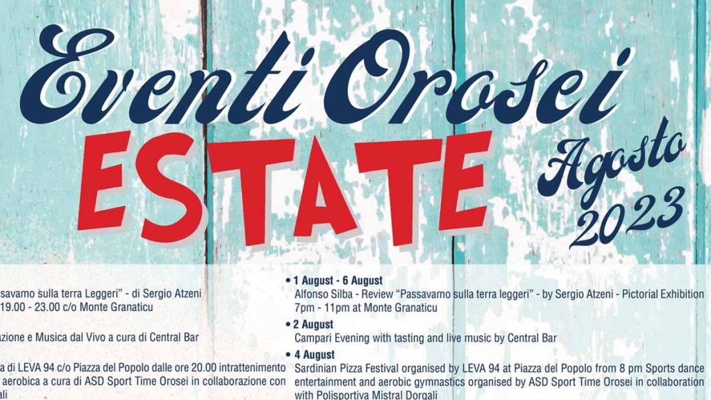 Eventi Agosto 2023 a Orosei, manifesto