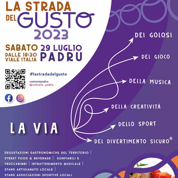La strada del gusto a Padru, manifesto con date e programma 2023
