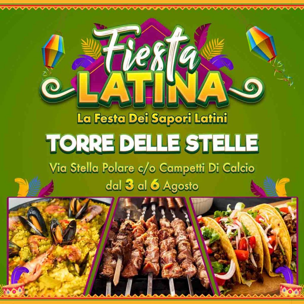 Fiesta Latina torre delle Stelle 2023, manifesto con date e programma