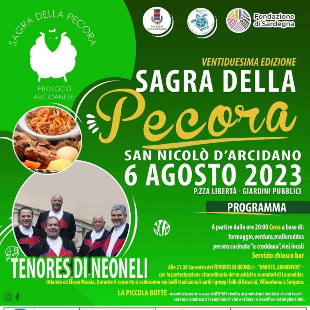 Sagra della pecora a San Nicolò Arcidano, programma e manifesto 2023