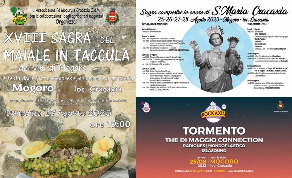 Programma Sagra del maiale in taccula, Roccaxia e di Santa Maria Cracaxia 2023
