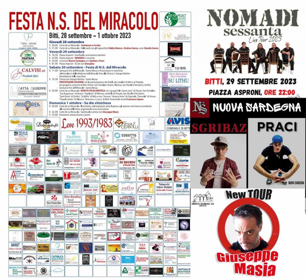Festa Nostra Signora del Miracolo Bitti 2023, date e programma, manifesti