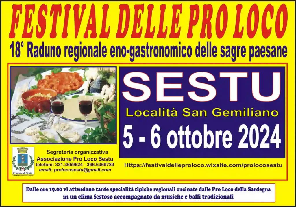 Festival delle pro loco 2024 a Sestu, manifesto con programma e date