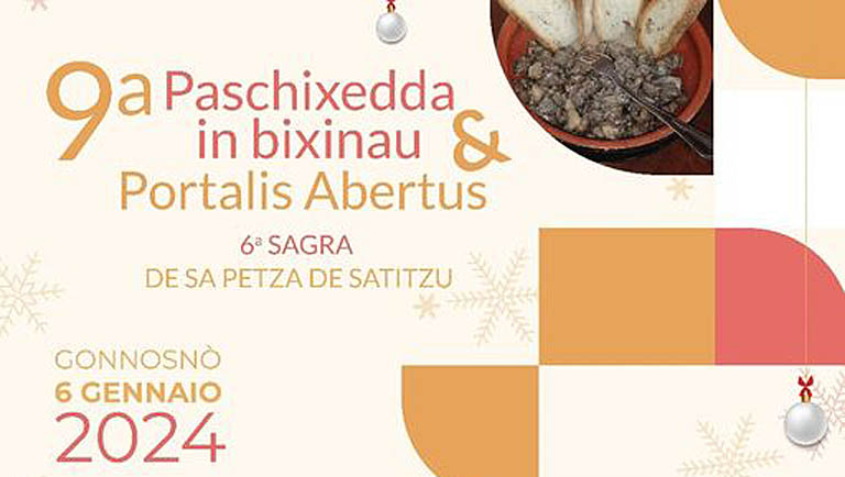 Paschixedda in bixinau e sagra de sa petza de satitzu a Gonnosnò, data e manifesto 2024