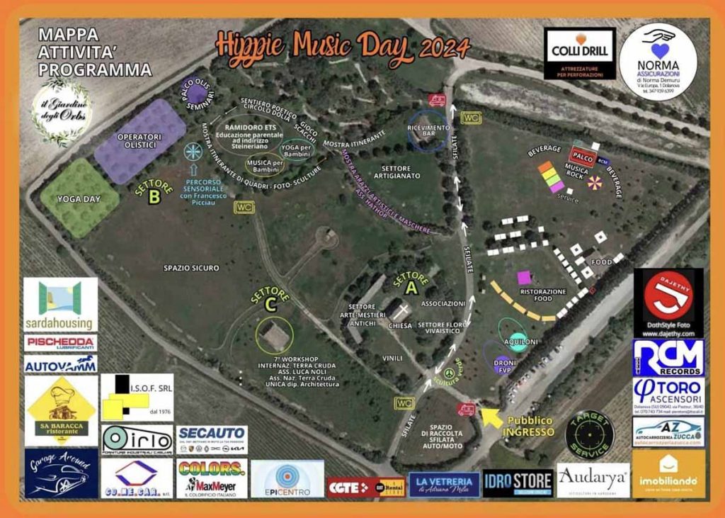 Mappa segli stand dello Hippie Music Day 2024 a Santa Maria di Sibiola