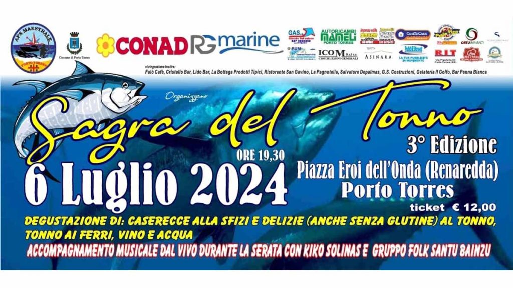 Sagra del tonno 2024 a Porto Torres, manifesto con data e programma
