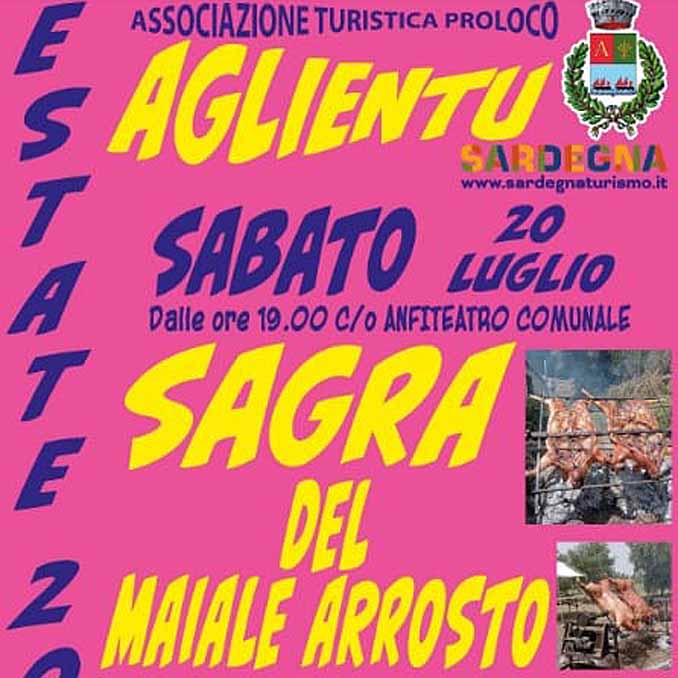 Sagra maiale arrosto Aglientu 2024, manifesto con data e programma