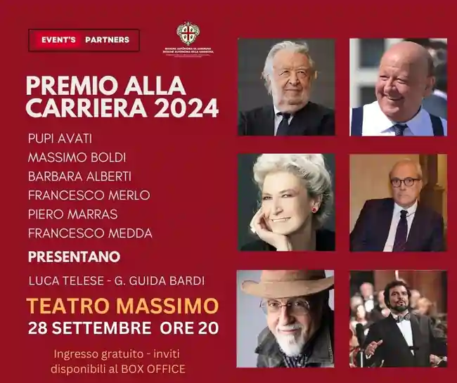 Ospiti del Premio alla Carriera al teatro Massimo di Cagliari, edizione 2024
