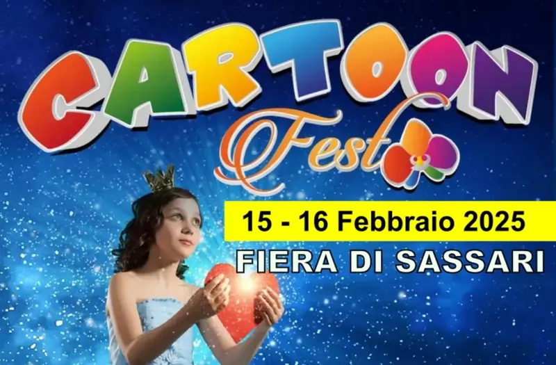 Manifesto del Cartoon Fest 2025 a Sassari, con date, programma e orari di apertura dei cancelli