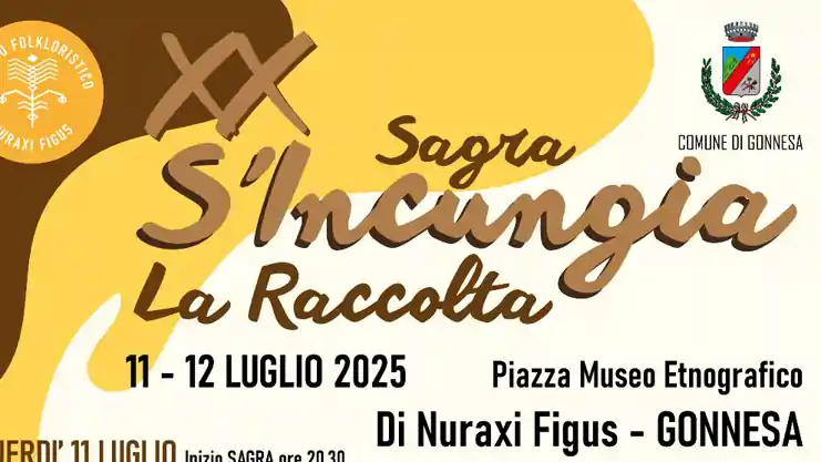Sagra de s' incungia 2025 a Nuraxi Figus, manifesto con data, programma e orari eventi | Sardegna in blog