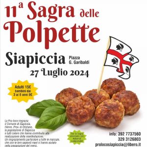 Sagra polpette 2024 a Siapiccia, manifesto e menù