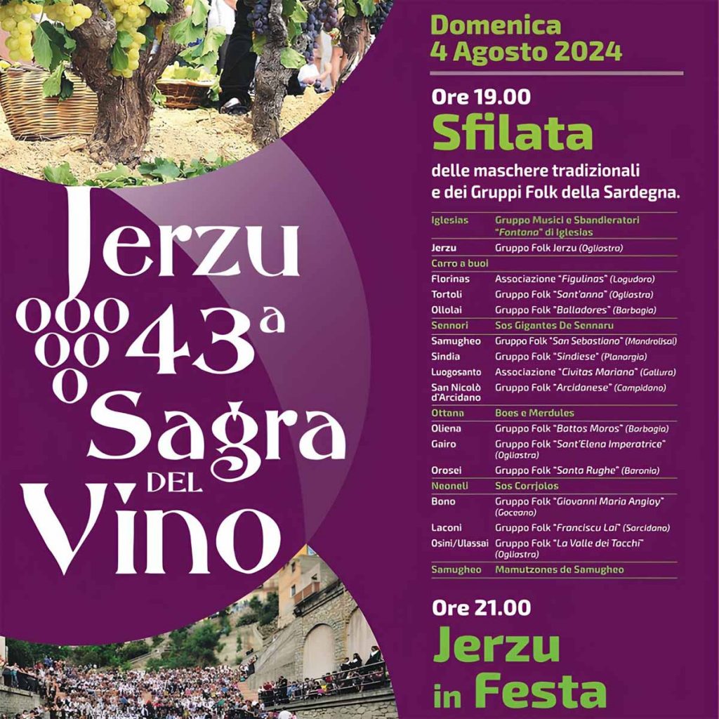 Sagra vino jerzu 2024, manifesto con data e programma