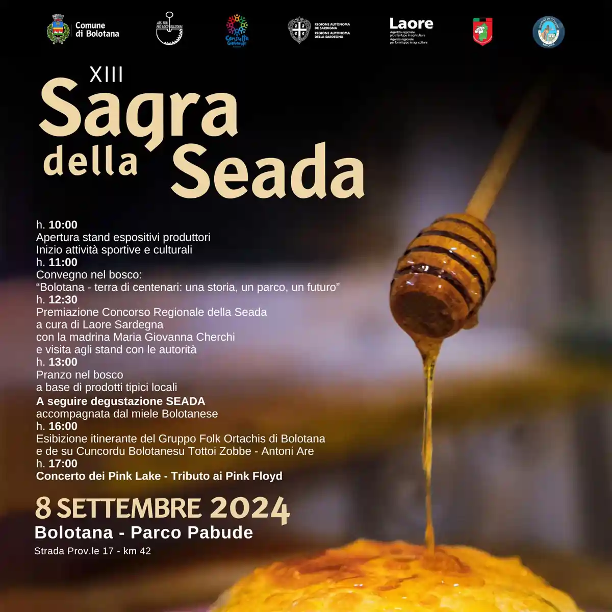 Sagra della Seada Bolotana 2024, manifesto con data e programma