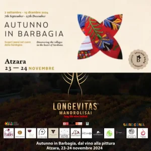 Autunno in Barbagia Atzara 2024, manifesto con programma, date, orari e menù degustazioni