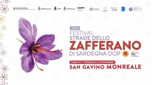 Sagra dello zafferano 2024 a San Gavino Monreale, manifesto con programma e orari degli eventi e le date