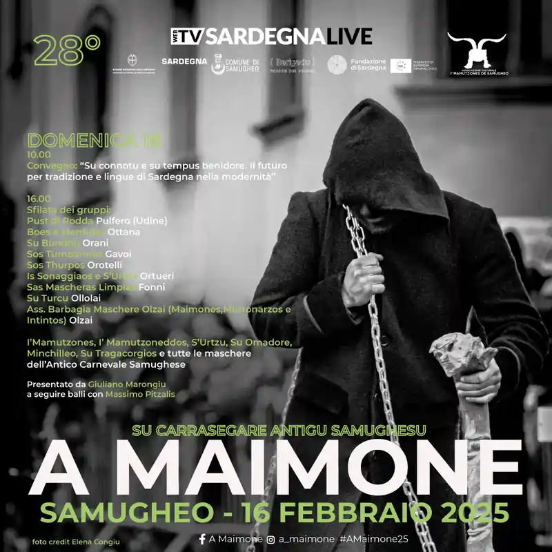 A Maimone 2025, manifesto con data, programma e orari sfilata del carnevale tradizionale di Samugheo | Sardegna in blog