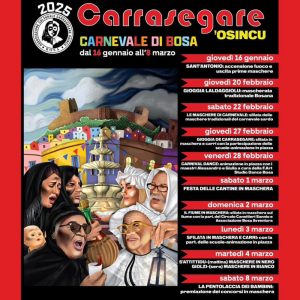 Carrasegare Osincu Bosa 2025, calendario eventi e sfilate a febbraio e marzo 2025