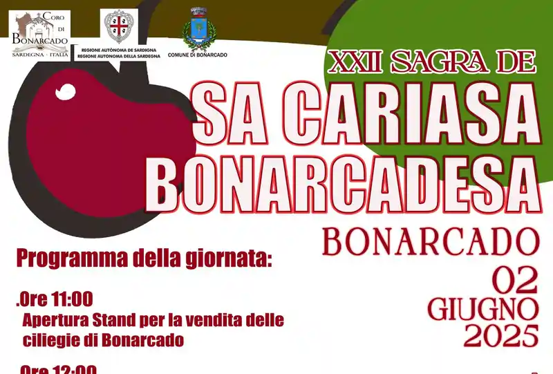 Sagra delle ciliegie di Bonarcado 2025, manifesto con programma, data e ora degustazioni | Sardegna in blog