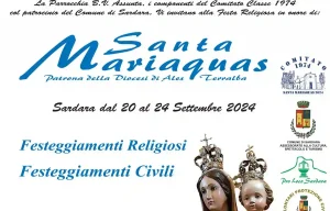 Festa di Santa Mariaquas Sardara 2024, manifesto con programma e date