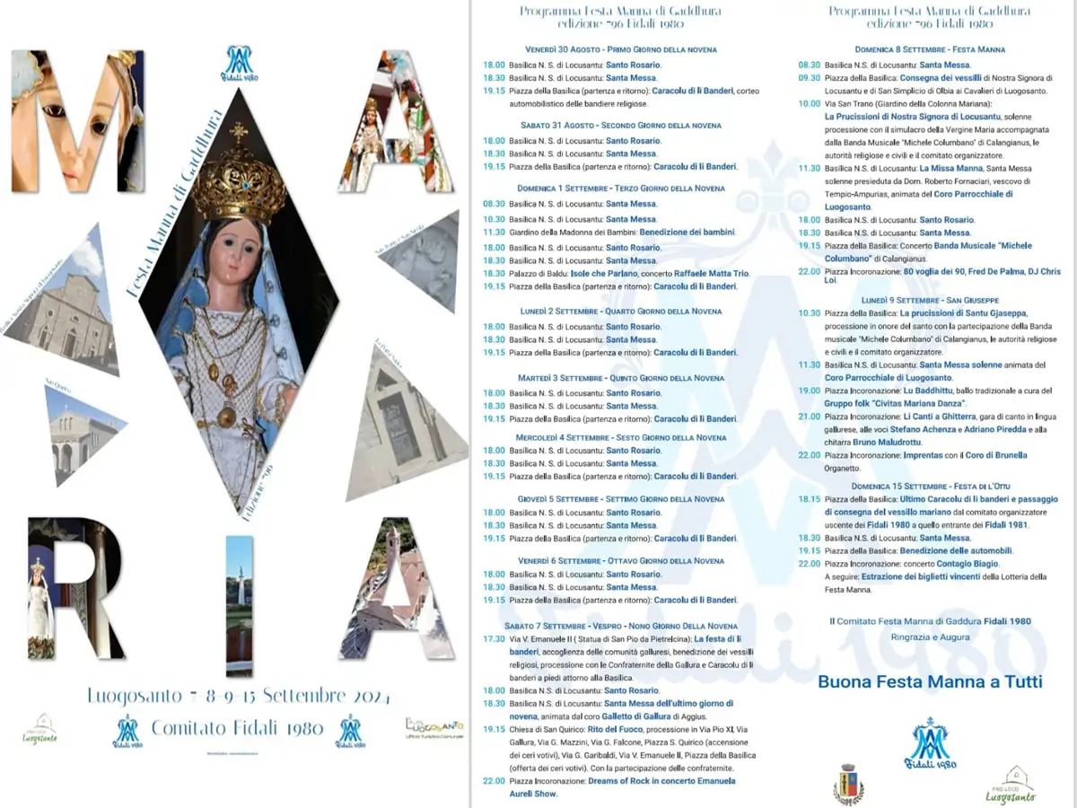 Festa Manna di Gaddhura, locandine con date e programma