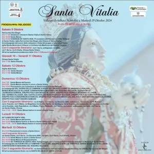 Festa di Santa Vitalia 2023 a Villasor, locandina con date e programma religioso