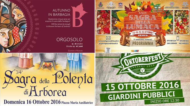 Weekend 14, 15 e 16 ottobre 2016: Ecco gli eventi, le sagre e i concerti da non perdere in Sardegna!