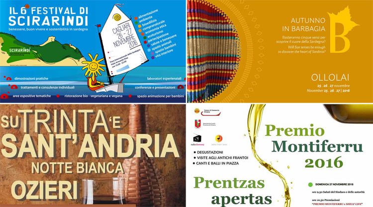 Weekend 25, 26 e 27 novembre 2016: Ecco gli eventi, le sagre e i concerti da non perdere in Sardegna!
