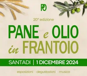 Pane e olio in frantoio Santadi 2024, manifesto con programma, date e orari